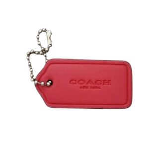 Coach Pink Leather Tag with Silver Chain